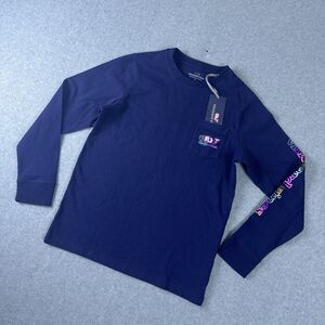 Vineyard Vines Boys Whale Gamer Graphic Long Sleeve T-Shirt Nautical Navy S NWT